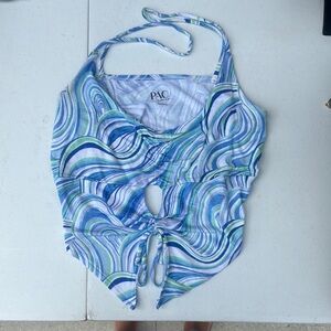 Blue and Green Swirl Halter Top